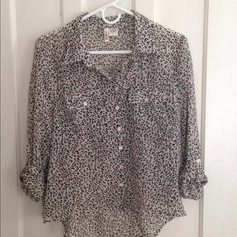 Black and white leopard print blouse